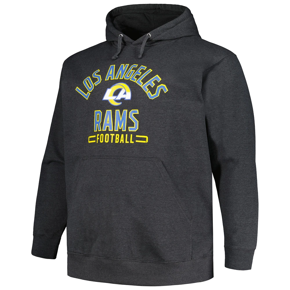 Men's Fanatics Heather Charcoal Los Angeles Rams Big & Tall Pullover Hoodie