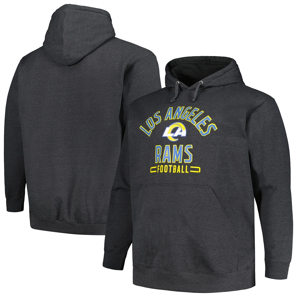 Men's Fanatics Heather Charcoal Los Angeles Rams Big & Tall Pullover Hoodie