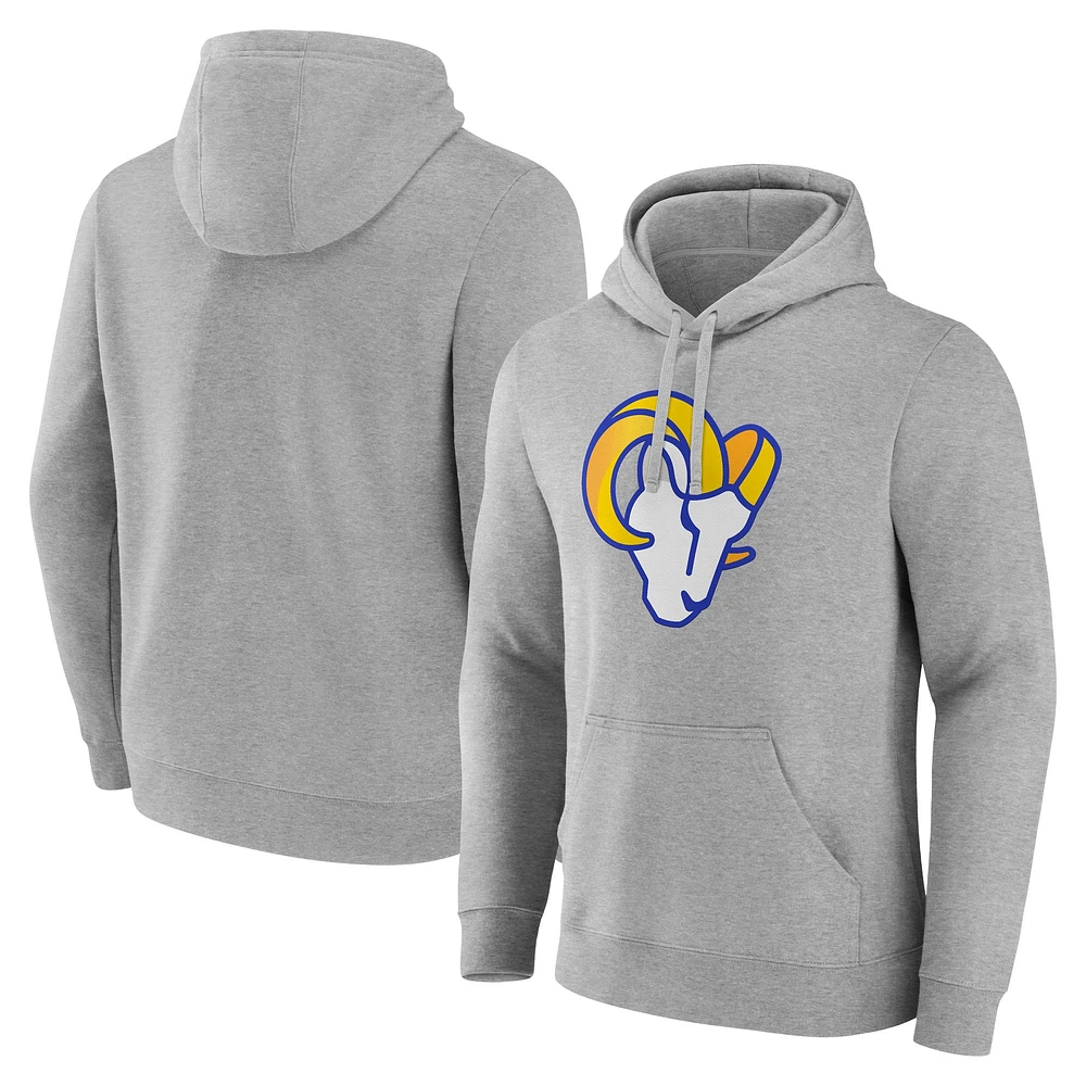 Men's Fanatics Heather Gray Los Angeles Rams Deliver Fleece Pullover Hoodie