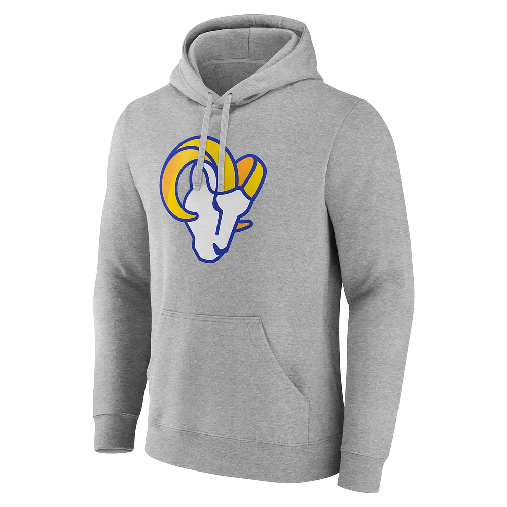 Men's Fanatics Heather Gray Los Angeles Rams Deliver Fleece Pullover Hoodie