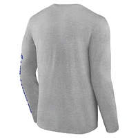 Men's Fanatics Heather Gray Los Angeles Rams Helmet Platform Long Sleeve T-Shirt