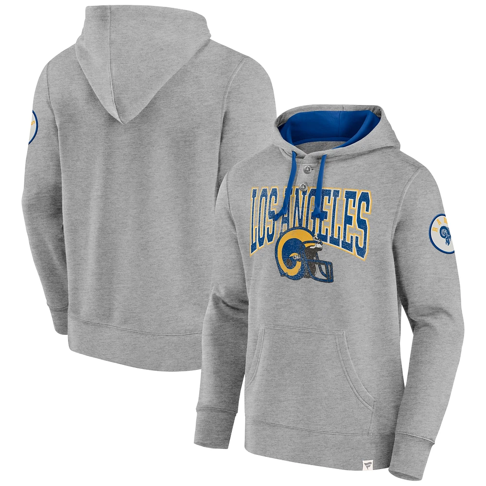 Sweat à capuche enfiler Fanatics Heather Grey Los Angeles Rams Label Maker pour hommes