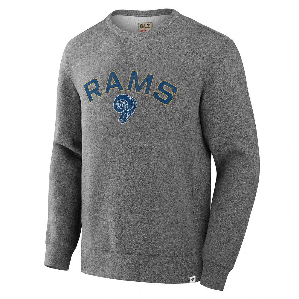 Men's Fanatics  Heather Gray Los Angeles Rams Loop Terry Pullover Sweatshirt