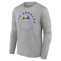 Men's Fanatics Heather Gray Los Angeles Rams Stat Sheet Long Sleeve T-Shirt