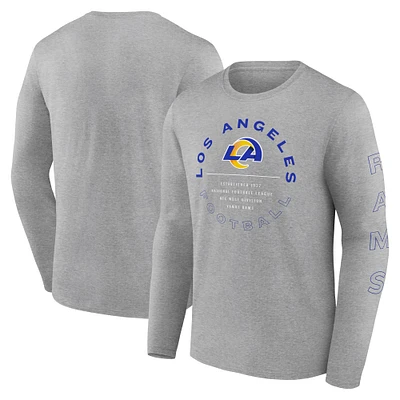 T-shirt à manches longues Fanatics Heather Grey Los Angeles Rams Stat Sheet pour hommes