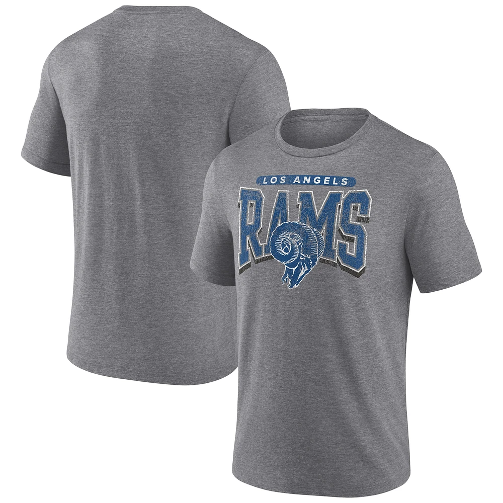 T-shirt tri-blend Warped Block gris chiné Fanatics pour homme des Los Angeles Rams