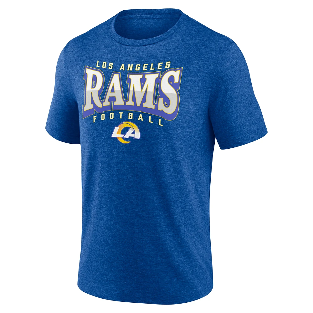 Men's Fanatics Heather Royal Los Angeles Rams Divided Warp Tri-Blend T-Shirt