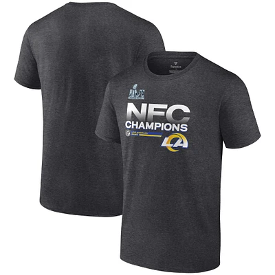 T-shirt de la collection Trophée des vestiaires champions NFC Rams Los Angeles Fanatics Heathered Charcoal pour hommes 2021