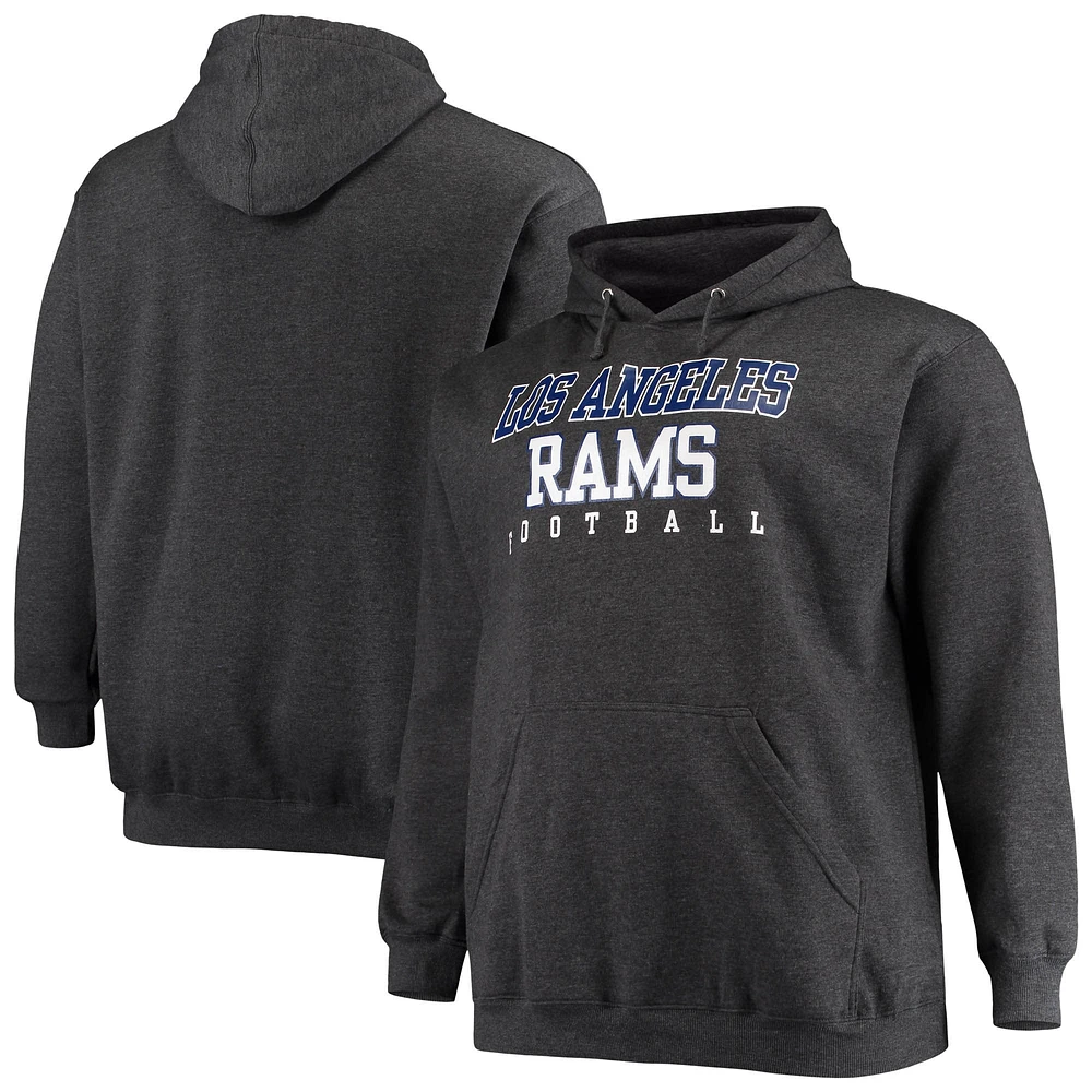 Sweat à capuche Fanatics Heathered Charcoal Los Angeles Rams Big & Tall Practice pour hommes