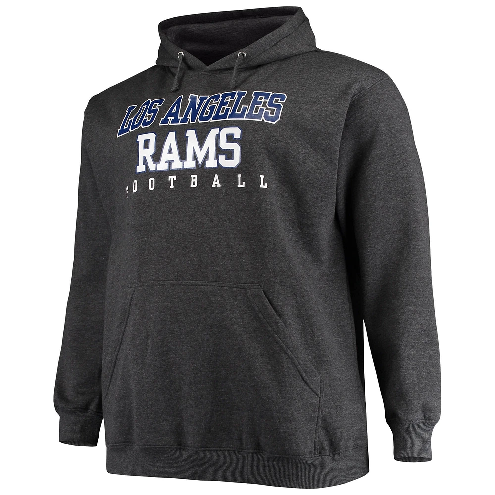 Men's Fanatics Heathered Charcoal Los Angeles Rams Big & Tall Practice Pullover Hoodie