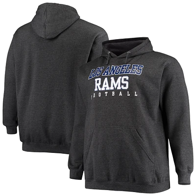 Men's Fanatics Heathered Charcoal Los Angeles Rams Big & Tall Practice Pullover Hoodie