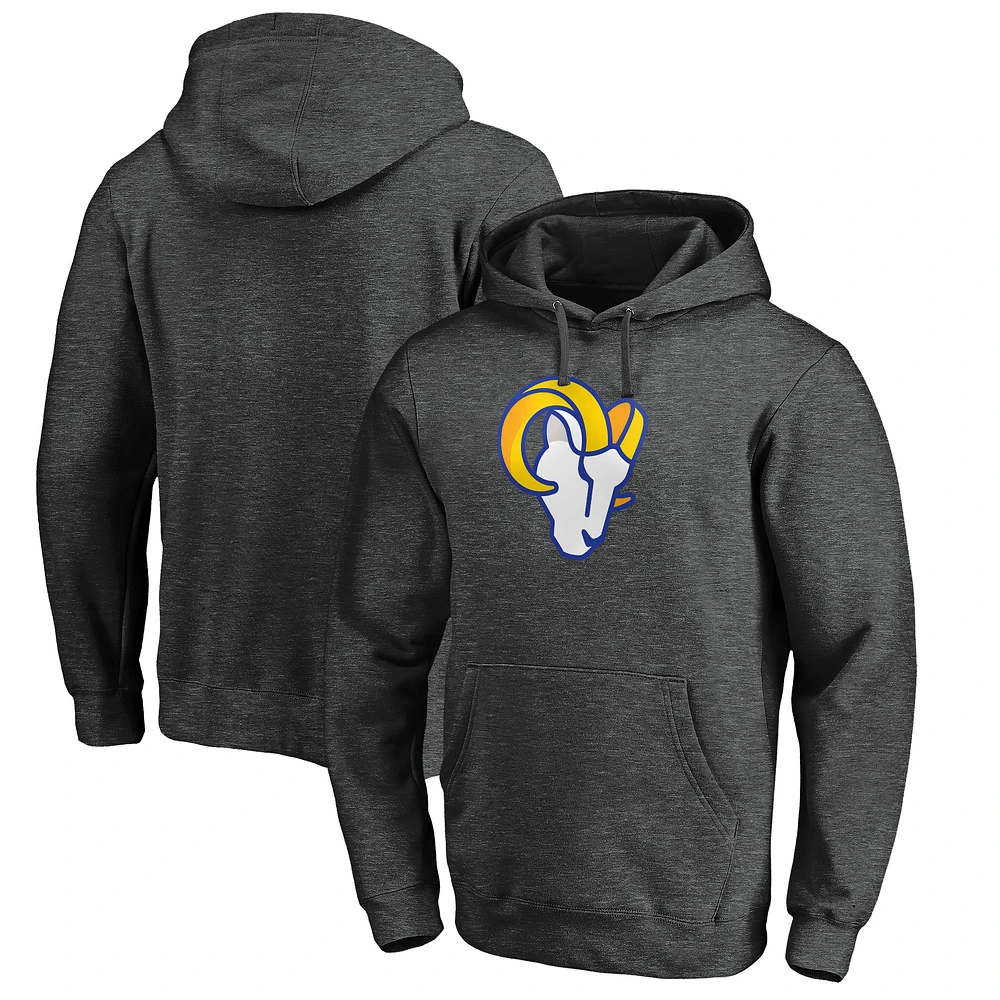 Sweat à capuche avec logo principal Fanatics Heathered Charcoal pour hommes des Los Angeles Rams Big & Tall