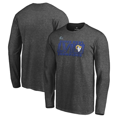 Men's Fanatics Heathered Charcoal Los Angeles Rams Super Bowl LVI Champions Fumble Long Sleeve T-Shirt