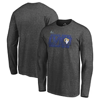 T-shirt à manches longues Fanatics Heathered Charcoal Los Angeles Rams Super Bowl LVI Champions Fumble pour hommes