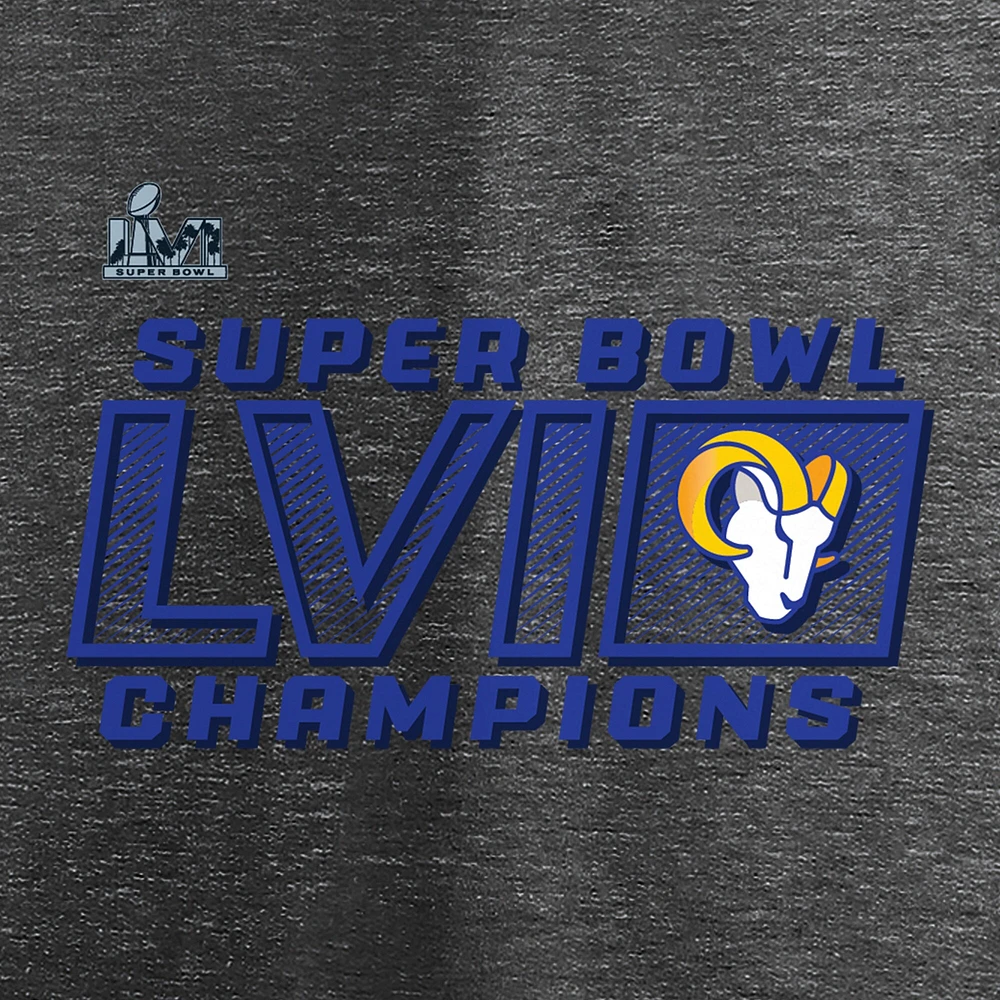 T-shirt Fumble Fanatics Heathered Charcoal pour hommes des Los Angeles Rams Super Bowl LVI Champions