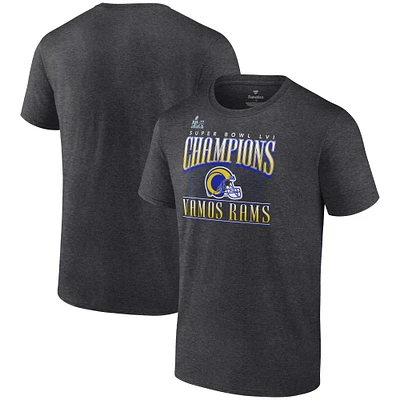 T-shirt Fanatics Heathered Charcoal Los Angeles Rams Super Bowl LVI Champions Hometown Game Plan pour hommes