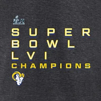 T-shirt à manches longues Signature Fanatics Heathered Charcoal Los Angeles Rams Super Bowl LVI Champions Roster pour hommes