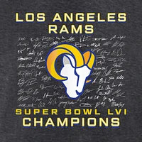 Men's Fanatics Heathered Charcoal Los Angeles Rams Super Bowl LVI Champions Roster Signature Long Sleeve T-Shirt