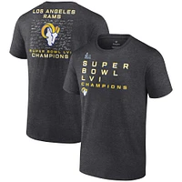 T-shirt signature Fanatics Heathered Charcoal Los Angeles Rams Super Bowl LVI Champions Roster pour hommes