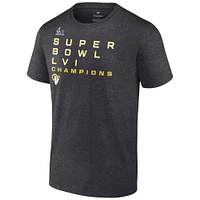 Men's Fanatics Heathered Charcoal Los Angeles Rams Super Bowl LVI Champions Roster Signature T-Shirt