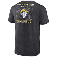 T-shirt signature Fanatics Heathered Charcoal Los Angeles Rams Super Bowl LVI Champions Roster pour hommes