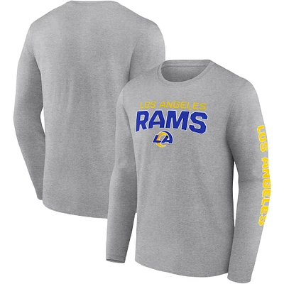 Men's Fanatics Heathered Gray Los Angeles Rams Go the Distance Long Sleeve T-Shirt