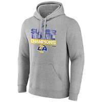 Fanatics pour hommes gris chiné Los Angeles Rams Super Bowl LVI Champions Locker Room Trophy Collection Pull à capuche ajusté