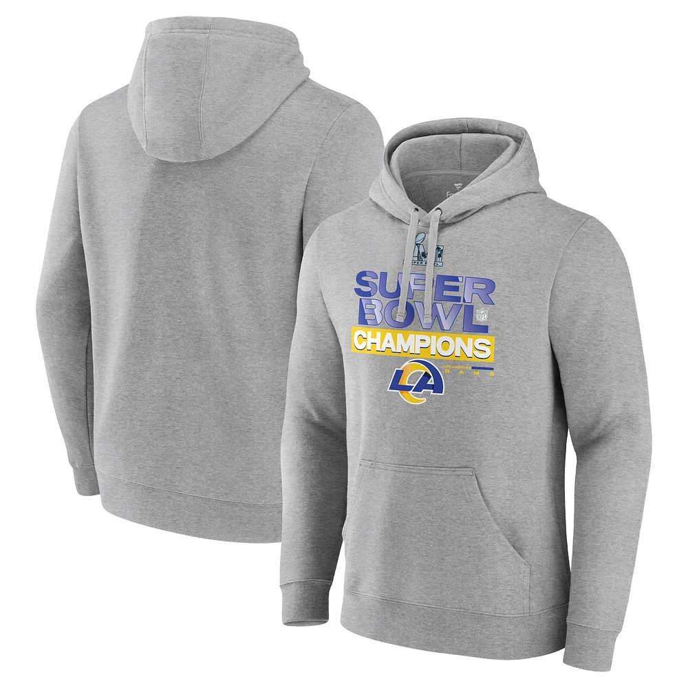 Fanatics pour hommes gris chiné Los Angeles Rams Super Bowl LVI Champions Locker Room Trophy Collection Pull à capuche ajusté