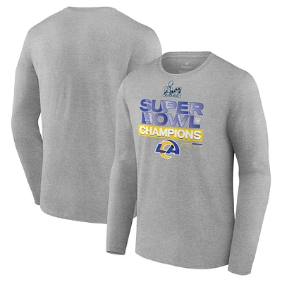 Fanatics pour hommes gris chiné Los Angeles Rams Super Bowl LVI Champions Locker Room Trophy Collection T-shirt à manches longues