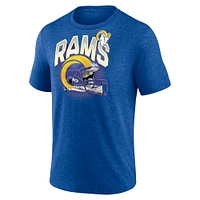 Men's Fanatics Heathered Royal Los Angeles Rams End Around Tri-Blend T-Shirt