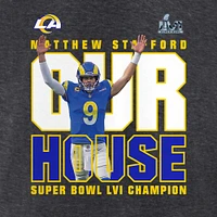 Fanatics pour hommes Matthew Stafford Charcoal Los Angeles Rams Super Bowl LVI Champions T-shirt de la ville natale