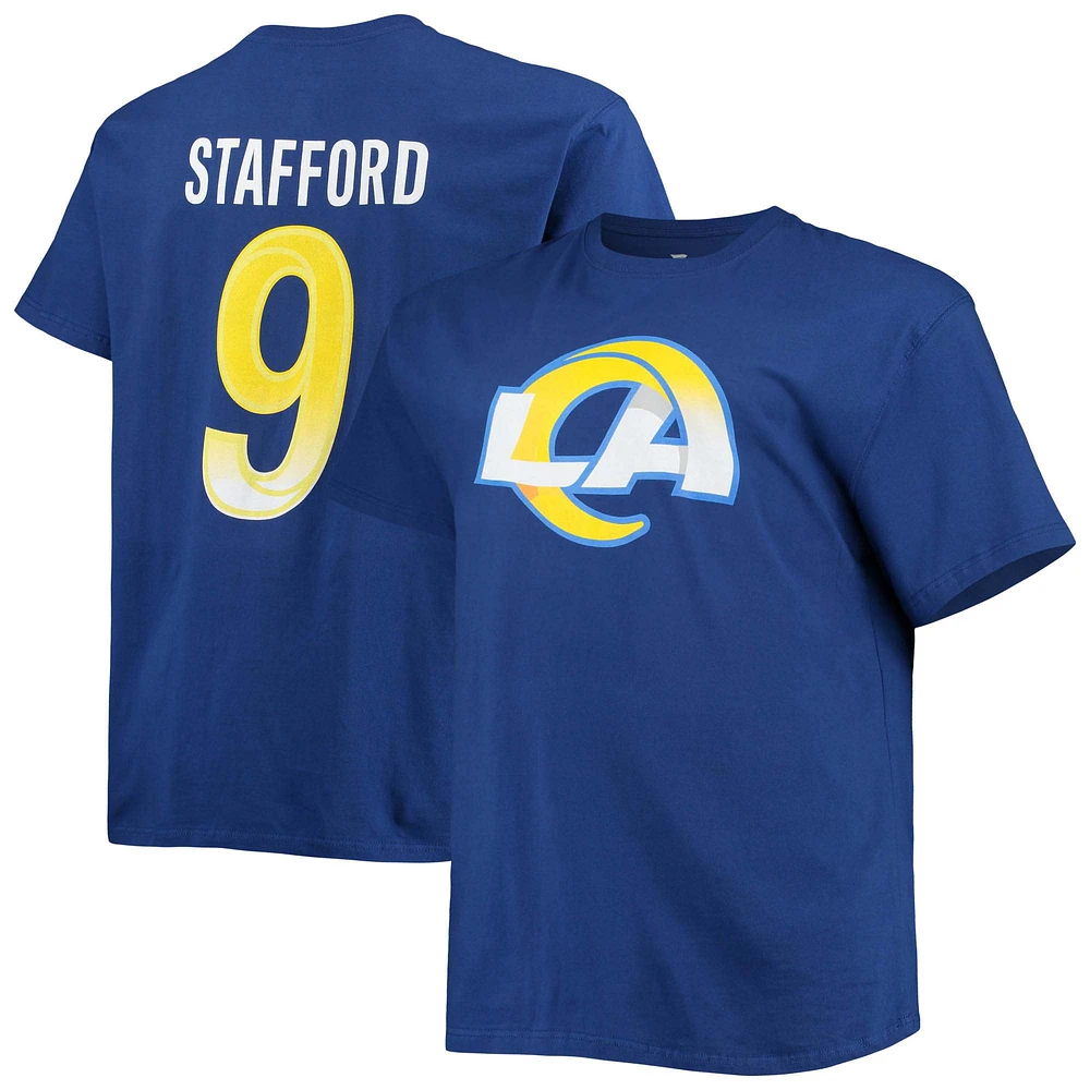 T-shirt avec nom et numéro de joueur Fanatics Matthew Stafford Royal Los Angeles Rams Big & Tall pour hommes