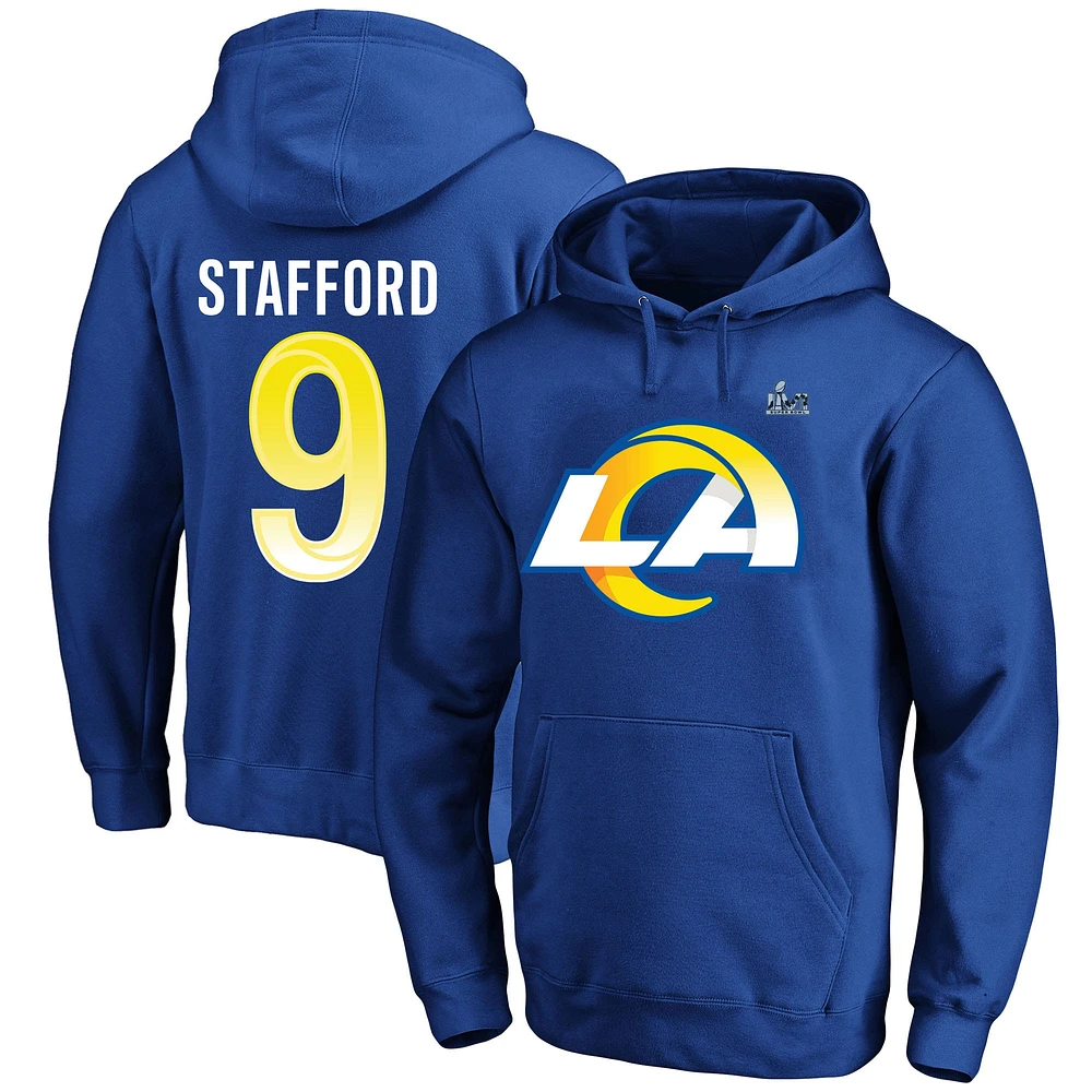 Fanatics pour hommes Matthew Stafford Royal Los Angeles Rams Super Bowl LVI Big & Tall Nom et numéro Pull à capuche