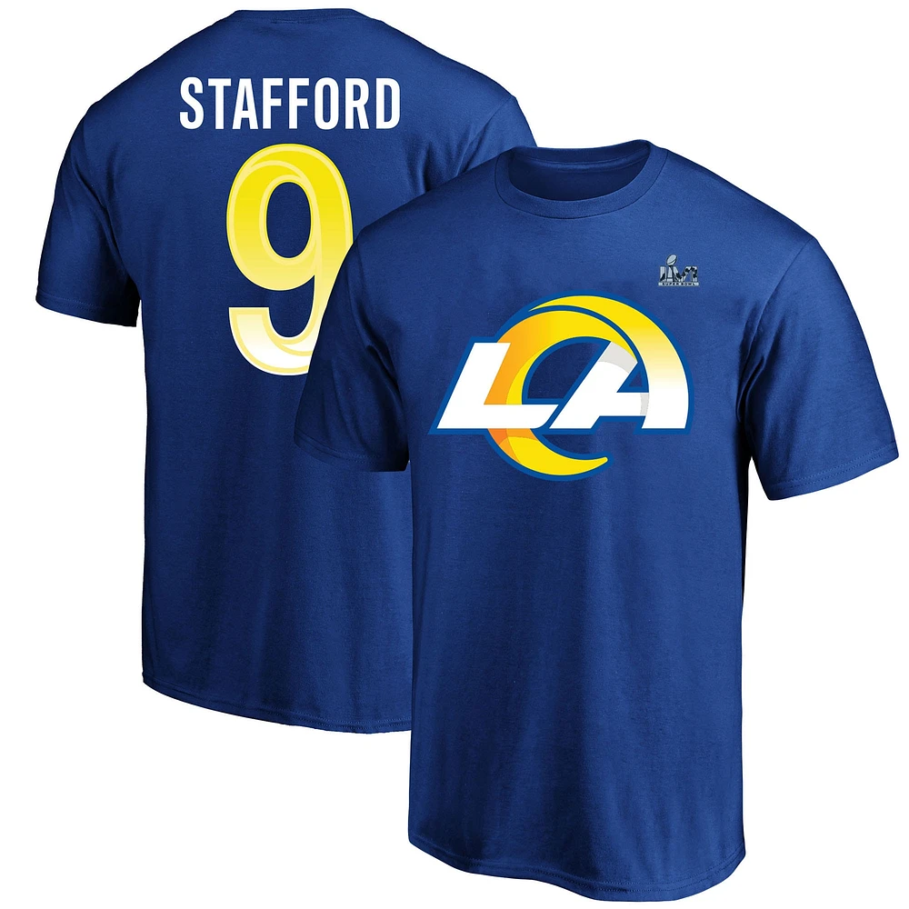 Fanatics pour hommes Matthew Stafford Royal Los Angeles Rams Super Bowl LVI Big & Tall T-shirt avec nom et numéro