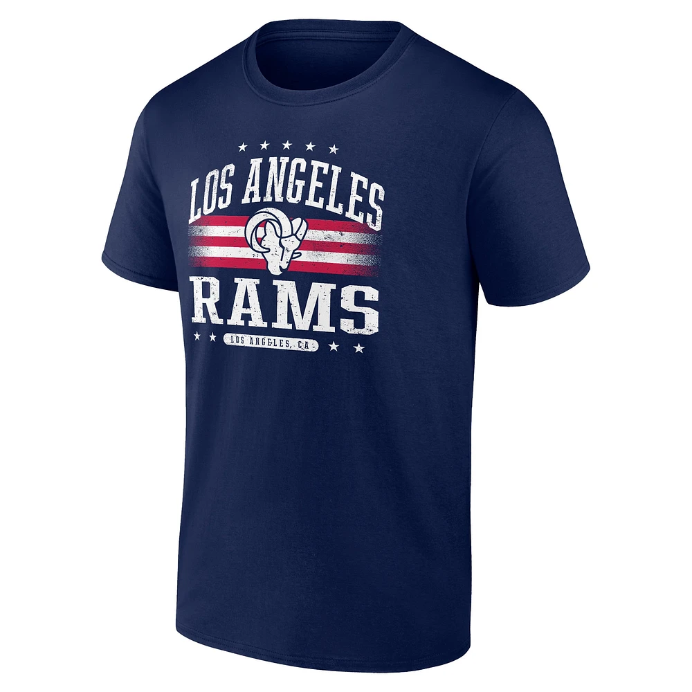 T-shirt Americana fanatiques bleu marine Los Angeles Rams pour hommes