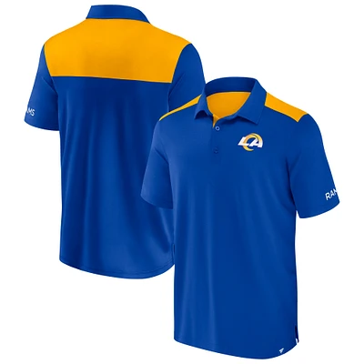 Polo colorblock bleu/doré Fanatics pour homme des Los Angeles Rams