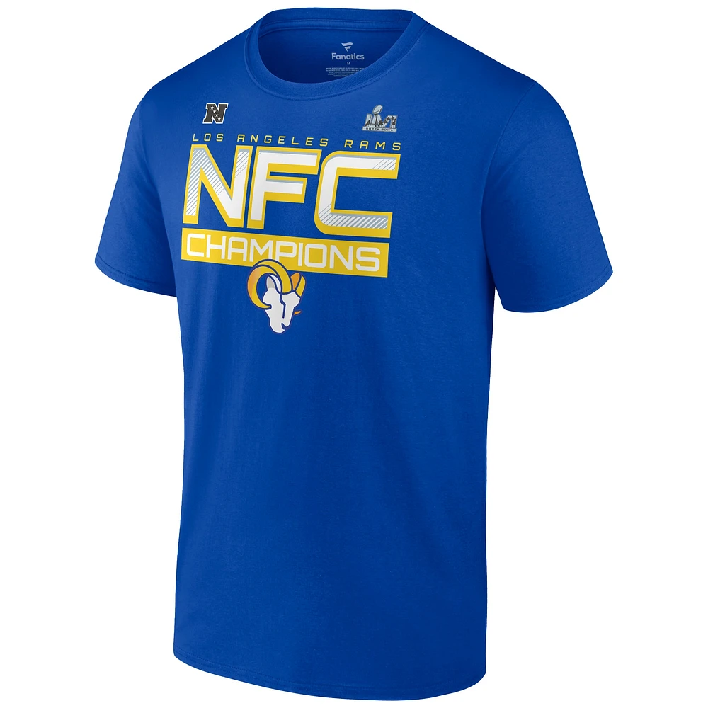 Men's Fanatics Royal Los Angeles Rams 2021 NFC Champions Iconic Slant T-Shirt