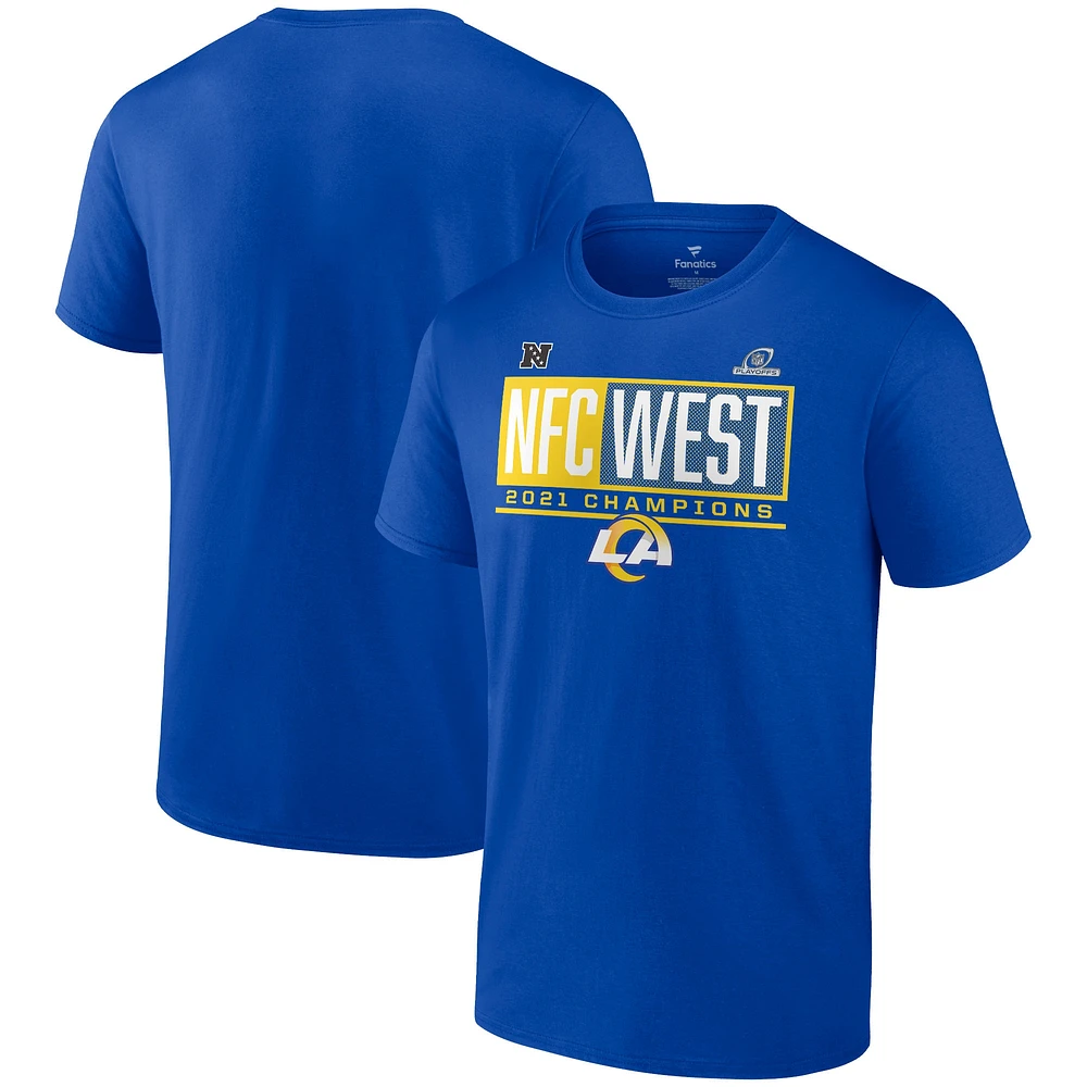 Men's Fanatics Royal Los Angeles Rams 2021 NFC West Division Champions Blocked Favorite T-Shirt