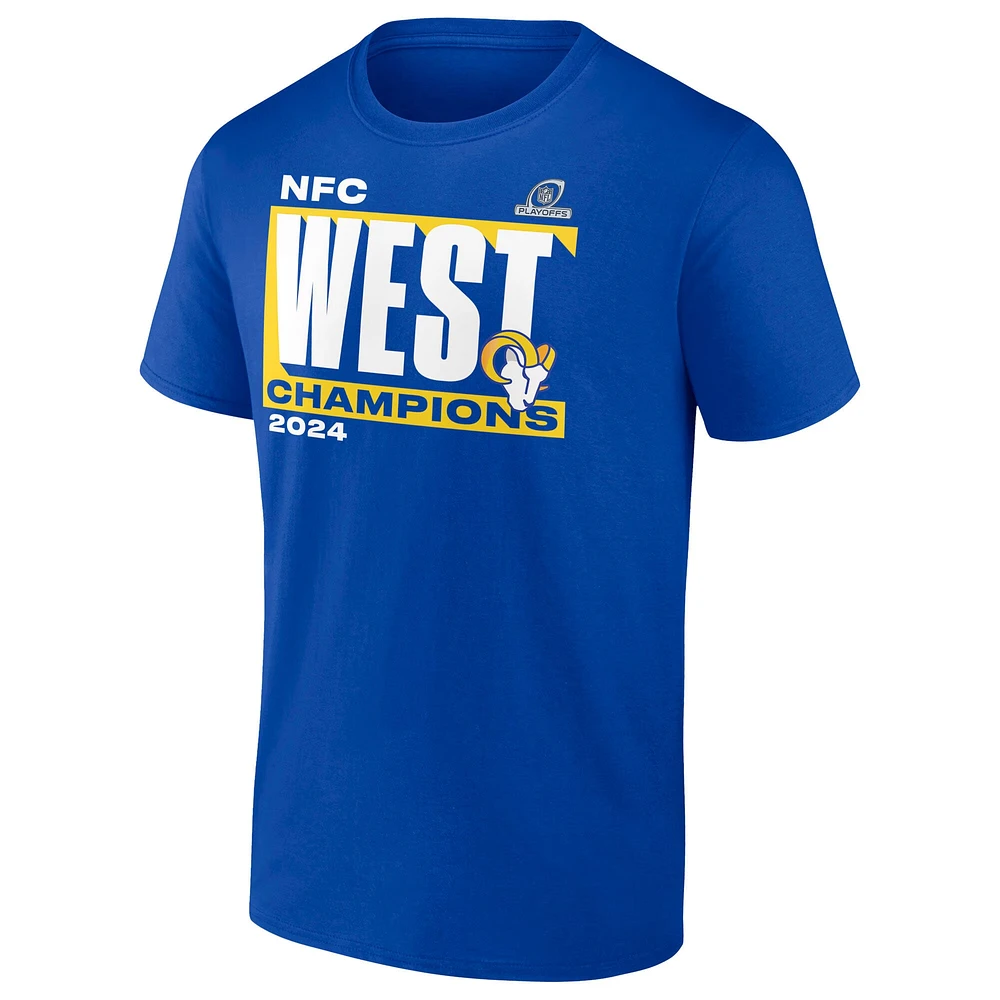 Men's Fanatics Royal Los Angeles Rams 2024 NFC West Division Champions Big & Tall Conquer T-Shirt