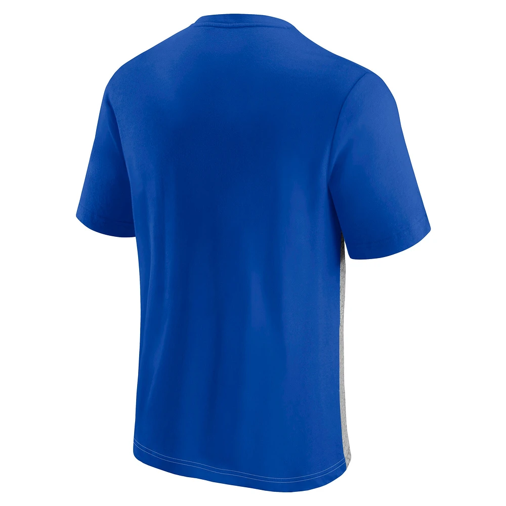 Men's Fanatics  Royal Los Angeles Rams Color Block Big Lap Tri-Blend T-Shirt