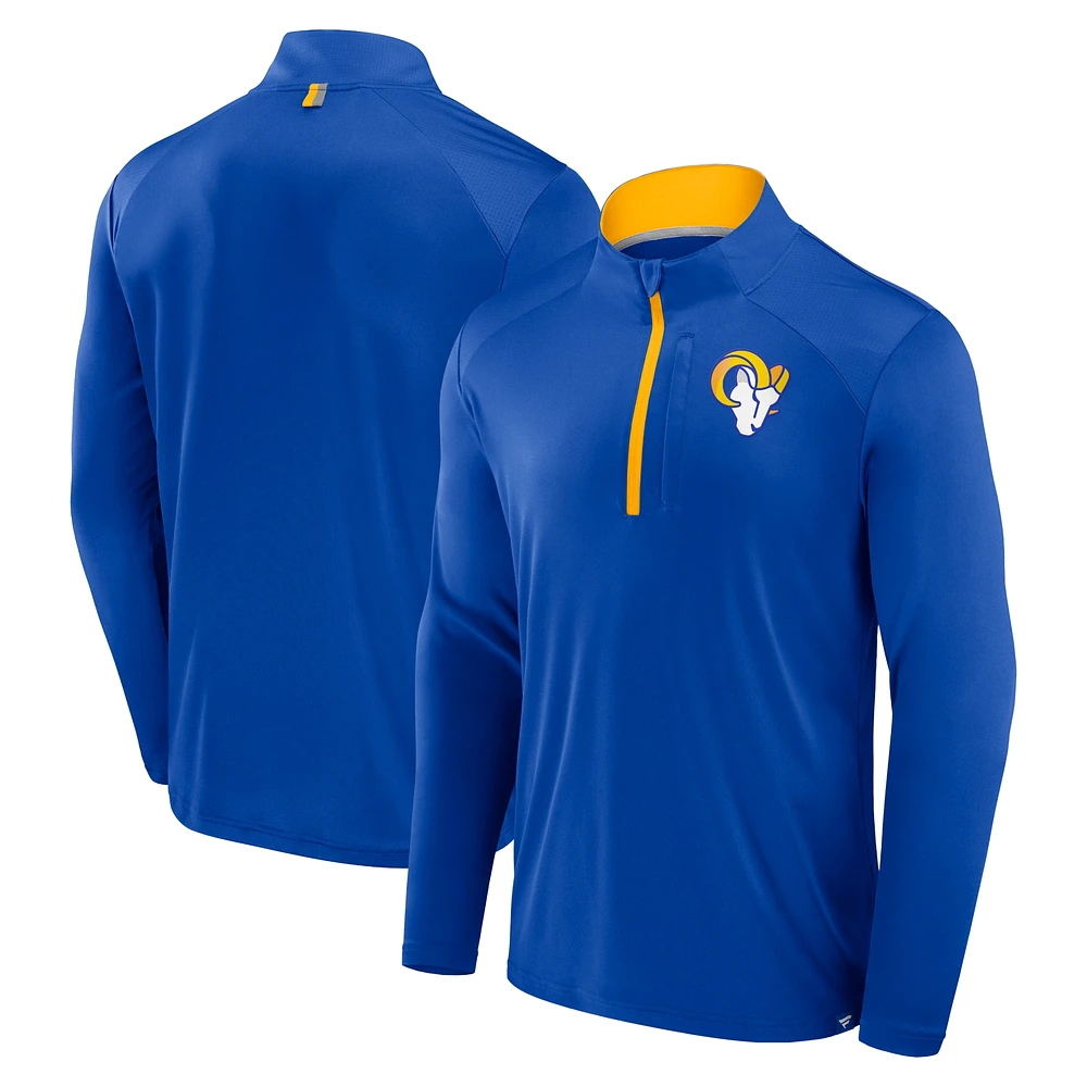 Veste à manches longues et fermeture éclair quart de tour Fanatics Royal Los Angeles Rams Defender pour homme