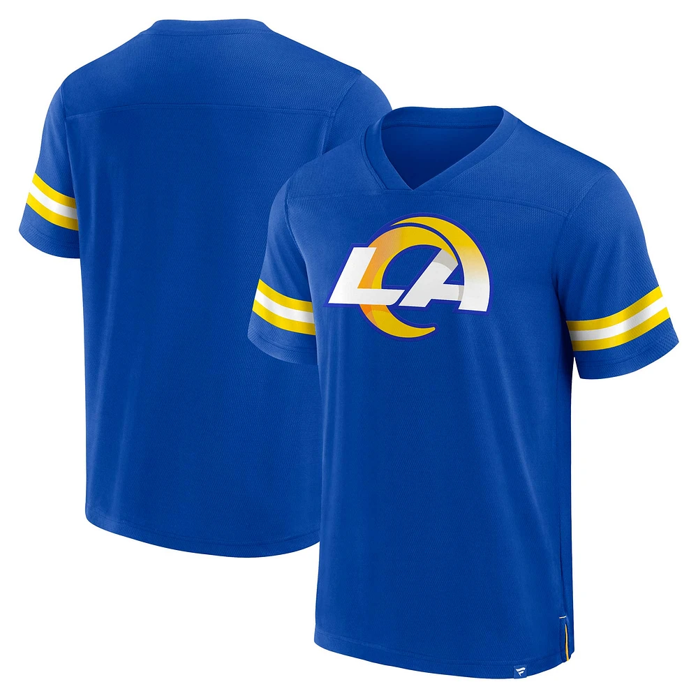 Men's Fanatics  Royal Los Angeles Rams Jersey Tackle V-Neck T-Shirt