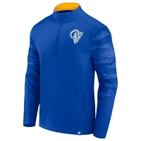 Men's Fanatics Royal Los Angeles Rams Ringer Quarter-Zip Jacket