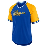 T-shirt à col en V raglan Fanatics Royal Los Angeles Rams Second Wind pour hommes