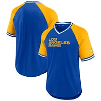 T-shirt à col en V raglan Fanatics Royal Los Angeles Rams Second Wind pour hommes