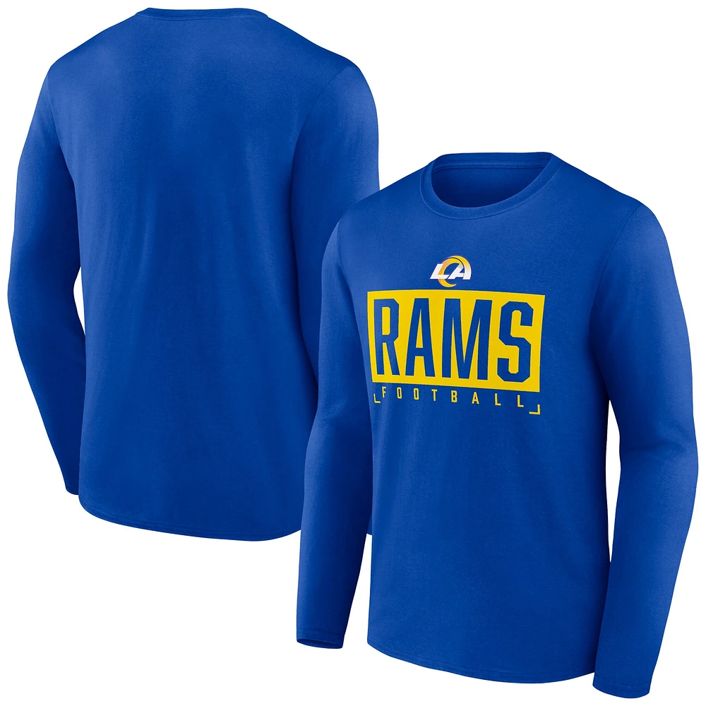 T-shirt à manches longues Fanatics Royal Los Angeles Rams Stack The Box pour hommes