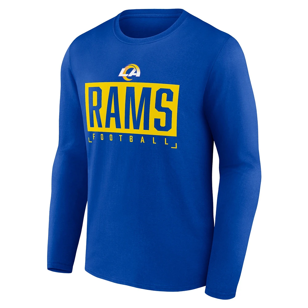 T-shirt à manches longues Fanatics Royal Los Angeles Rams Stack The Box pour hommes