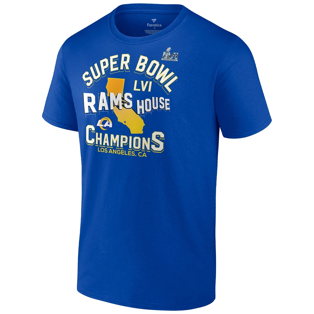 T-shirt Fanatics Royal Los Angeles Rams Super Bowl LVI Champions Hometown Hard Count pour hommes