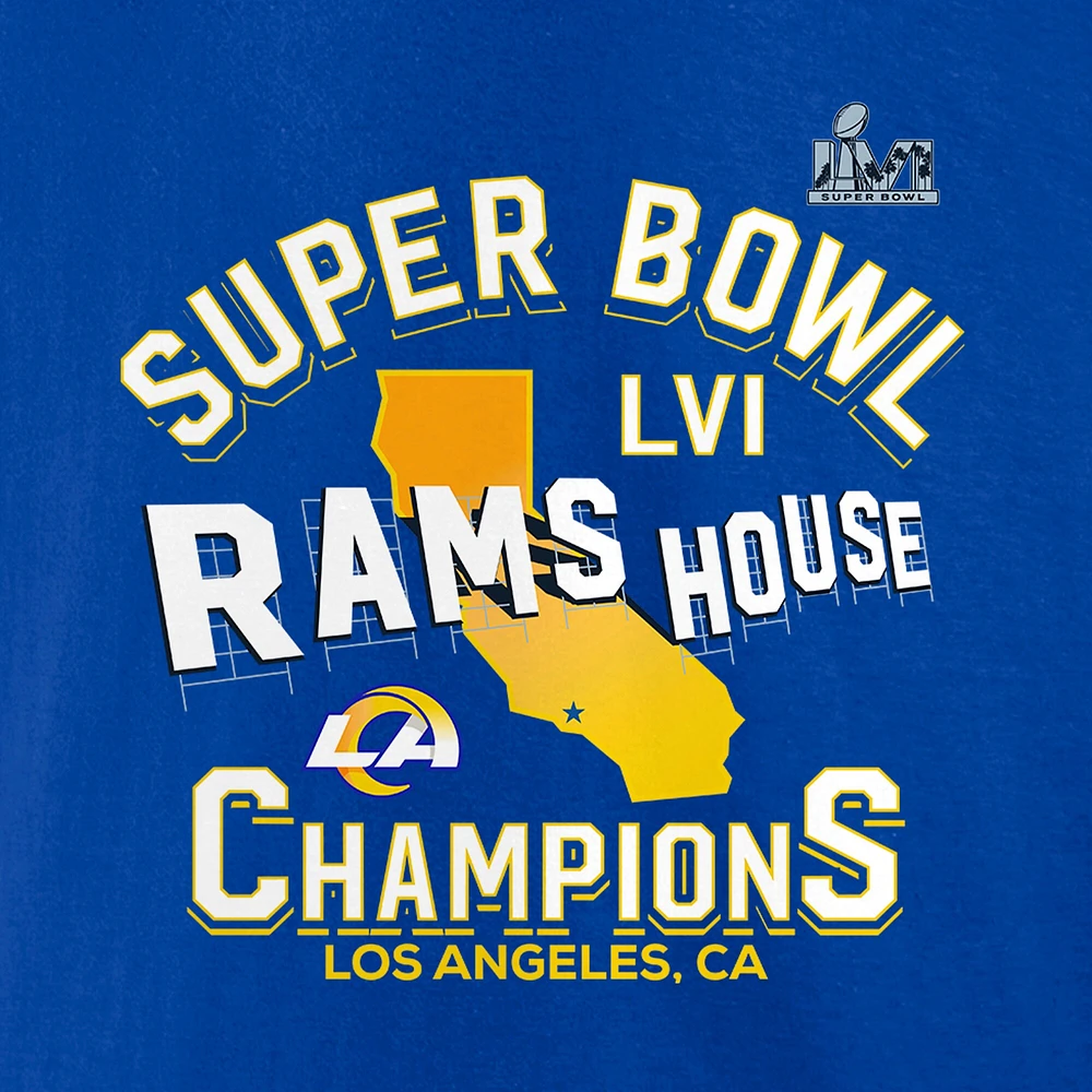 T-shirt Fanatics Royal Los Angeles Rams Super Bowl LVI Champions Hometown Hard Count pour hommes