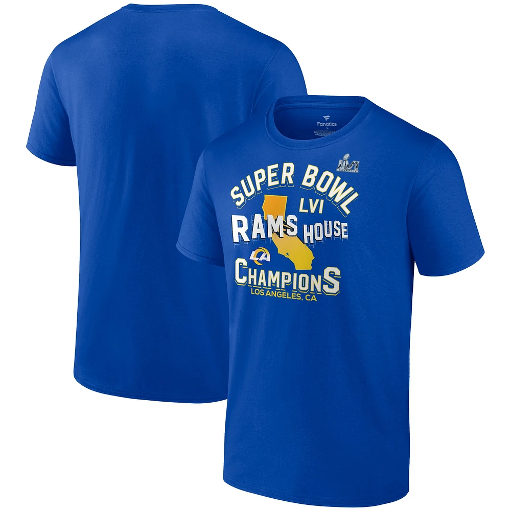 T-shirt Fanatics Royal Los Angeles Rams Super Bowl LVI Champions Hometown Hard Count pour hommes